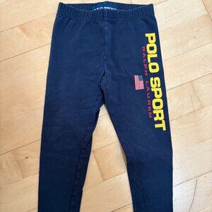 Polo Sport Ralph Lauren Girls Leggings Size 3 3T Navy Blue Flag LOGO